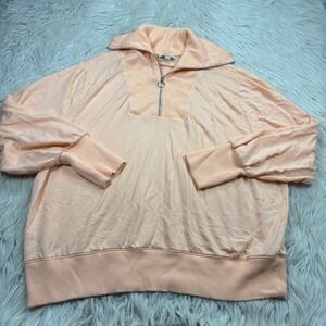 LOFT Women's XL Orange 1/4 Zip Orange Collared Pullover Lounge Cozycore Coastal